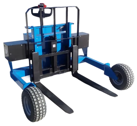 Transpalette tout terrain utilisé pour la livraison des palettes de pellets